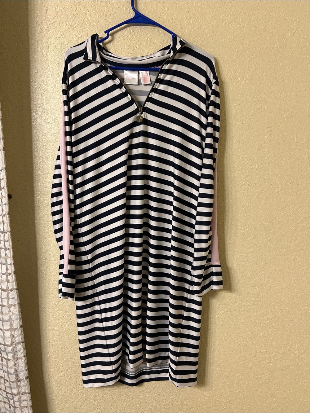 Stella Parker Nautical Striped Quarter Zip Dress UPF 50+, XL- L29